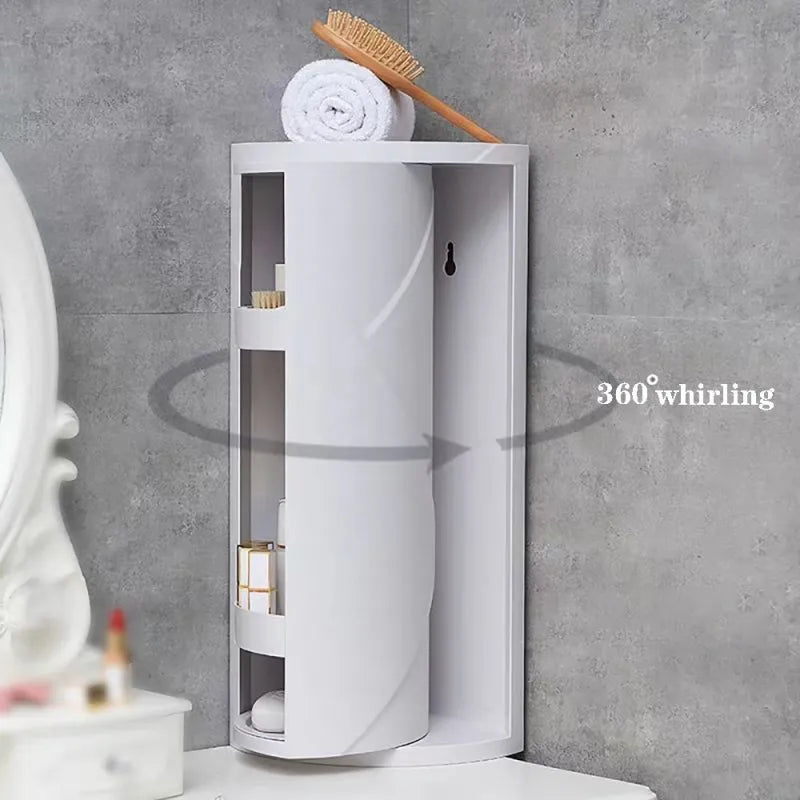 Bathroom Corner Storage 360-Degree Rotating