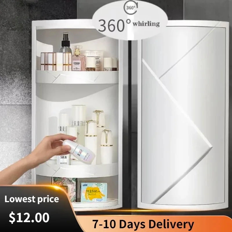 Bathroom Corner Storage 360-Degree Rotating