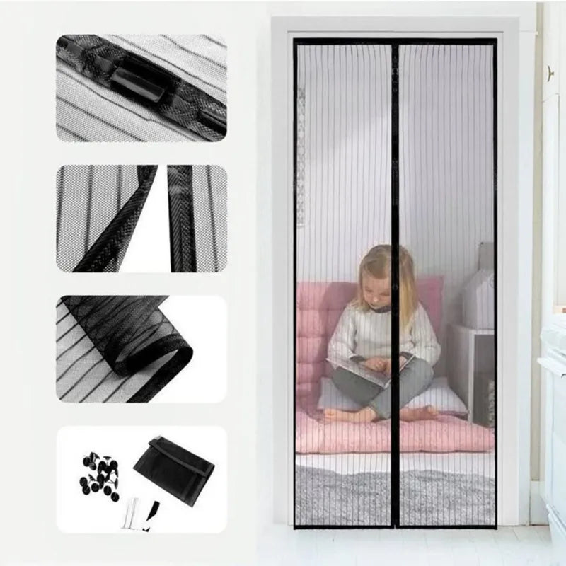 Reinforced Magnetic Screen Door Curtain For Mosquito