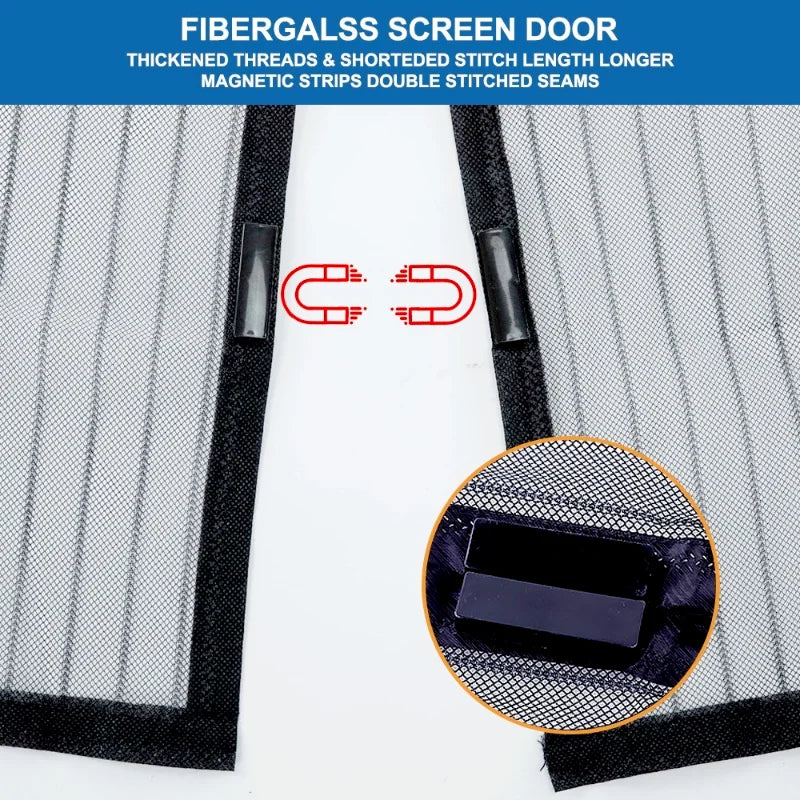 Reinforced Magnetic Screen Door Curtain For Mosquito