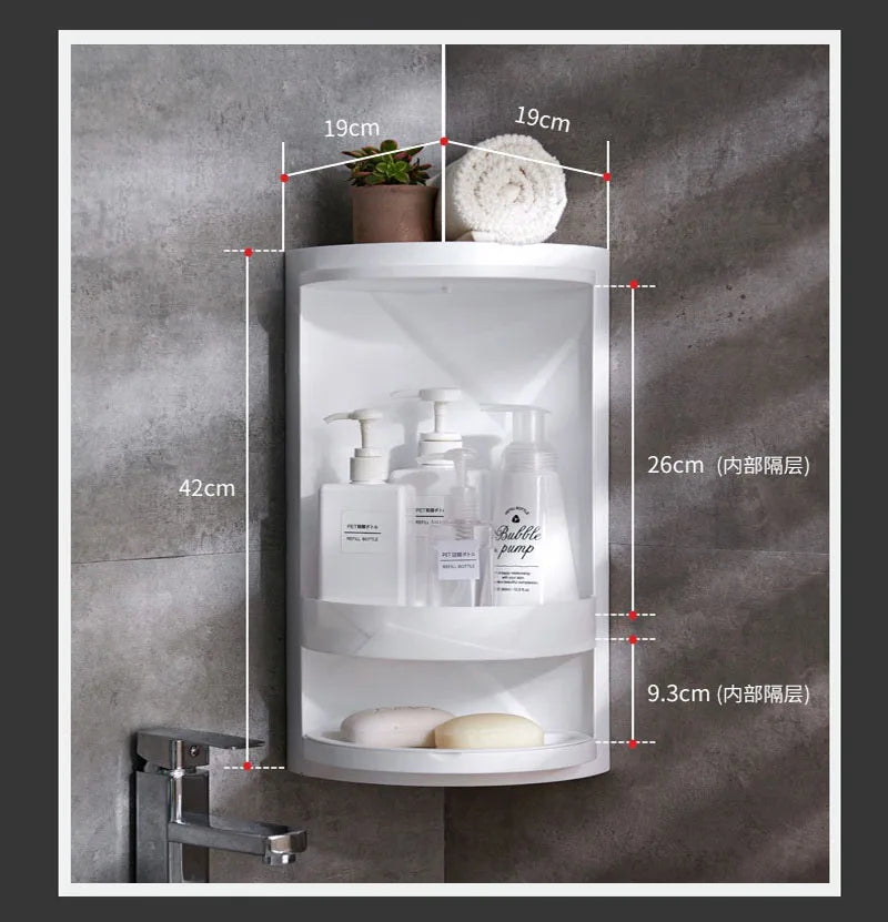 Bathroom Corner Storage 360-Degree Rotating